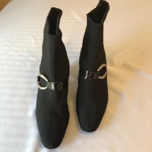 Black microfiber Brighton boots.